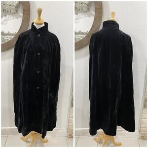 Vintage Voyager West by Youthcraft Union Made Velvet Poncho Cape Black OSFM